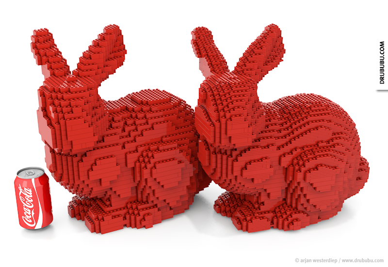lego object stanford bunny bricks only ( left ) and bricks and plates ( right )