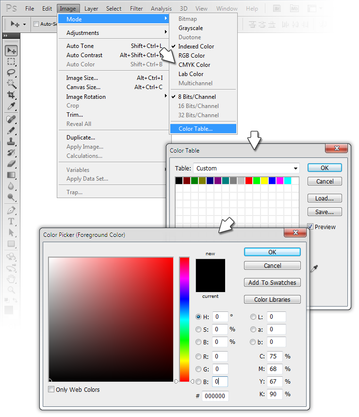 photoshop color table download