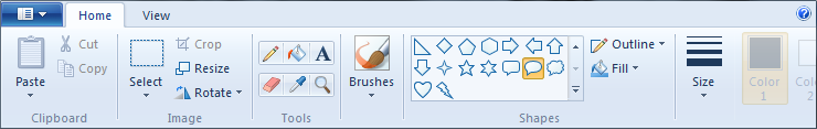 ms paint menu option home