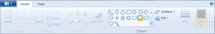 ms paint menu option shapes