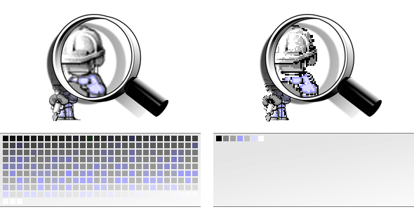 scaling pixel art palette; scaled true color image, scaled indexed color image